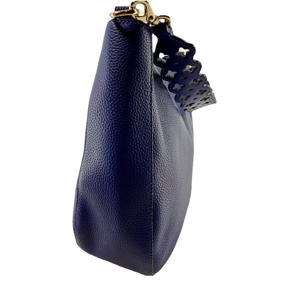 Kate Spade Marcus Street Hobo Asilah Blue Pebbled Leather Cutout Strap Rare NEW - Picture 2 of 16